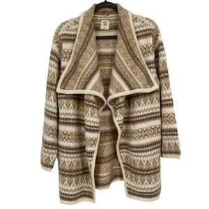 Matilda Jane Good Hart GH Deveaux Bank Womens Fair Isle Sweater Tan Cream Medium